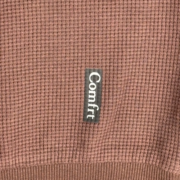 Comfrt Waffle Knit Crewneck Sweatshirt Brown Size M - Picture 3 of 6